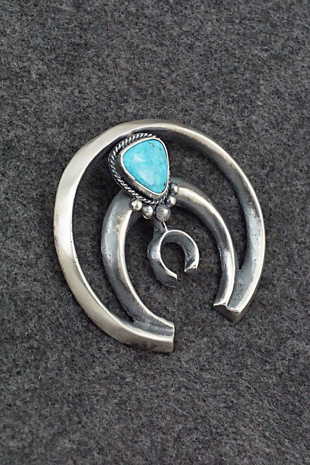 Turquoise & Sterling Silver Naja Pendant - Harrison Bitsue