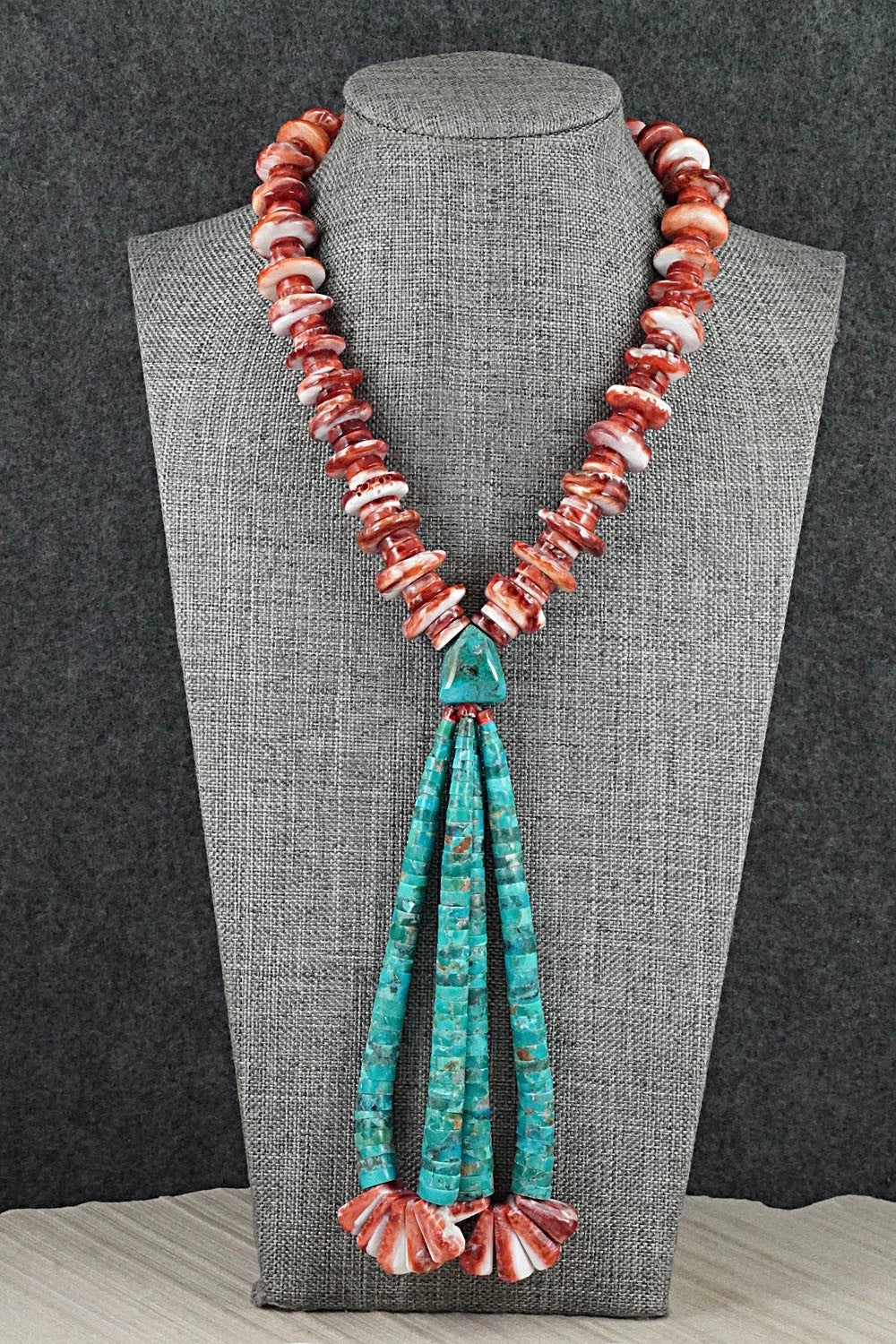 Turquoise & Spiny Oyster Necklace - Lupe Lovato