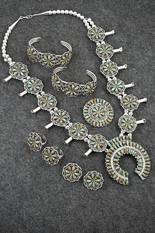 Turquoise & Sterling Silver Squash Blossom Set - Gerald Mitchell