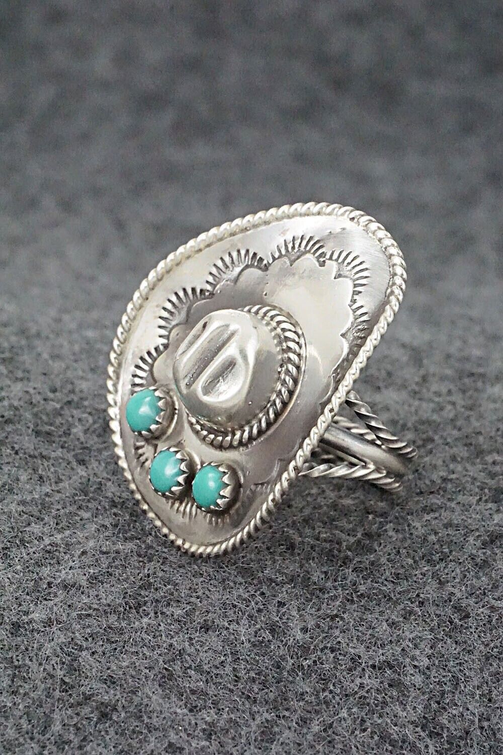 Turquoise & Sterling Silver Ring - Bobby Platero - Size 5.5