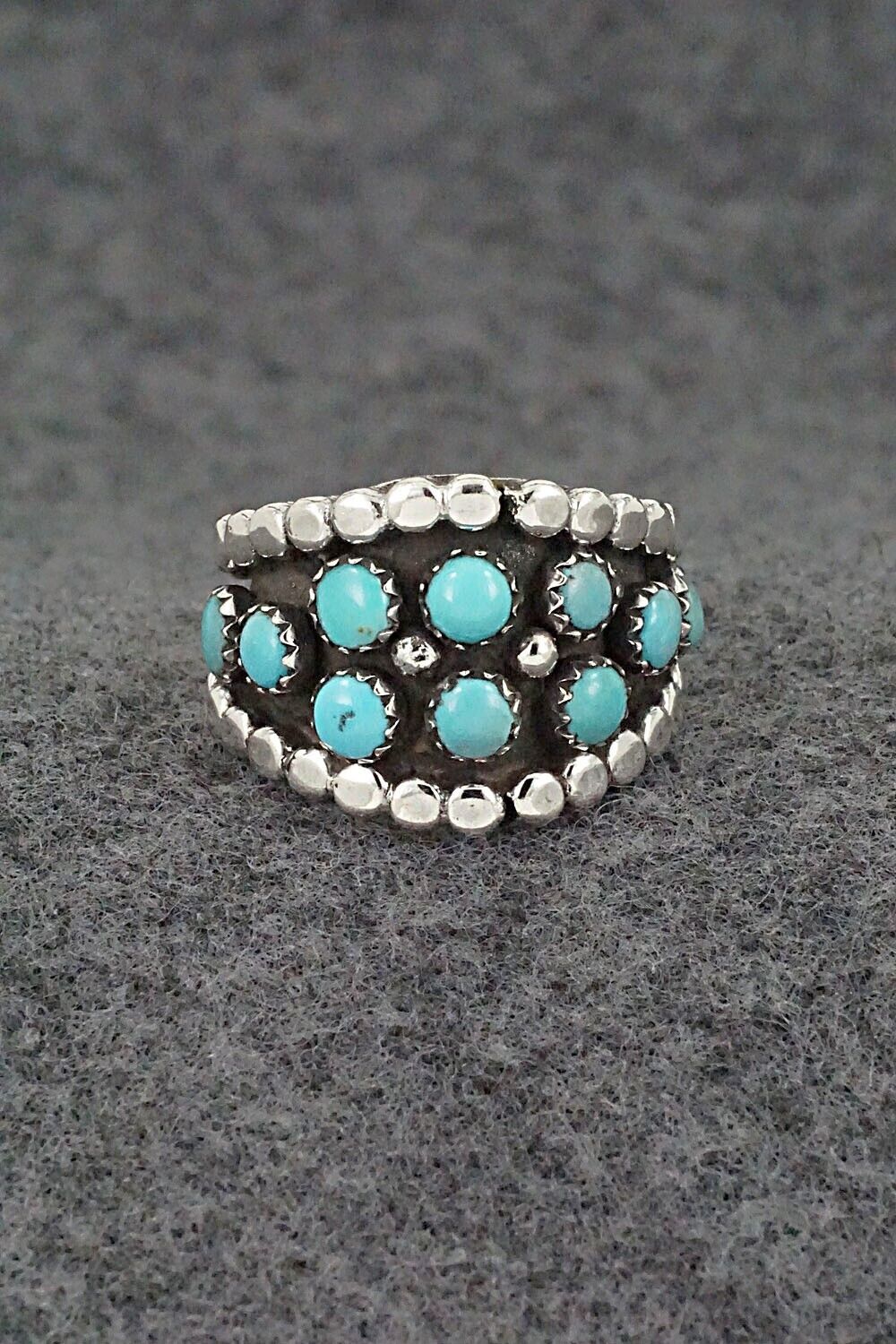 Turquoise & Sterling Silver Ring - Kenny Lonjose - Size 7.5