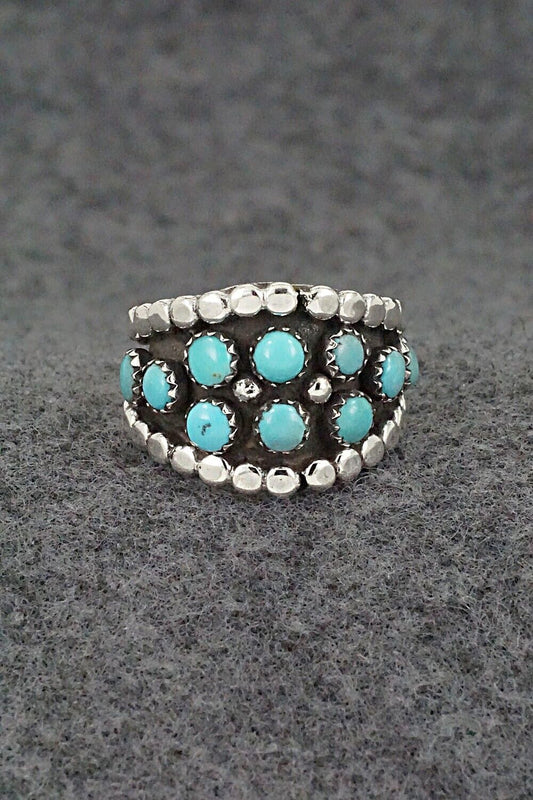 Turquoise & Sterling Silver Ring - Kenny Lonjose - Size 7.5