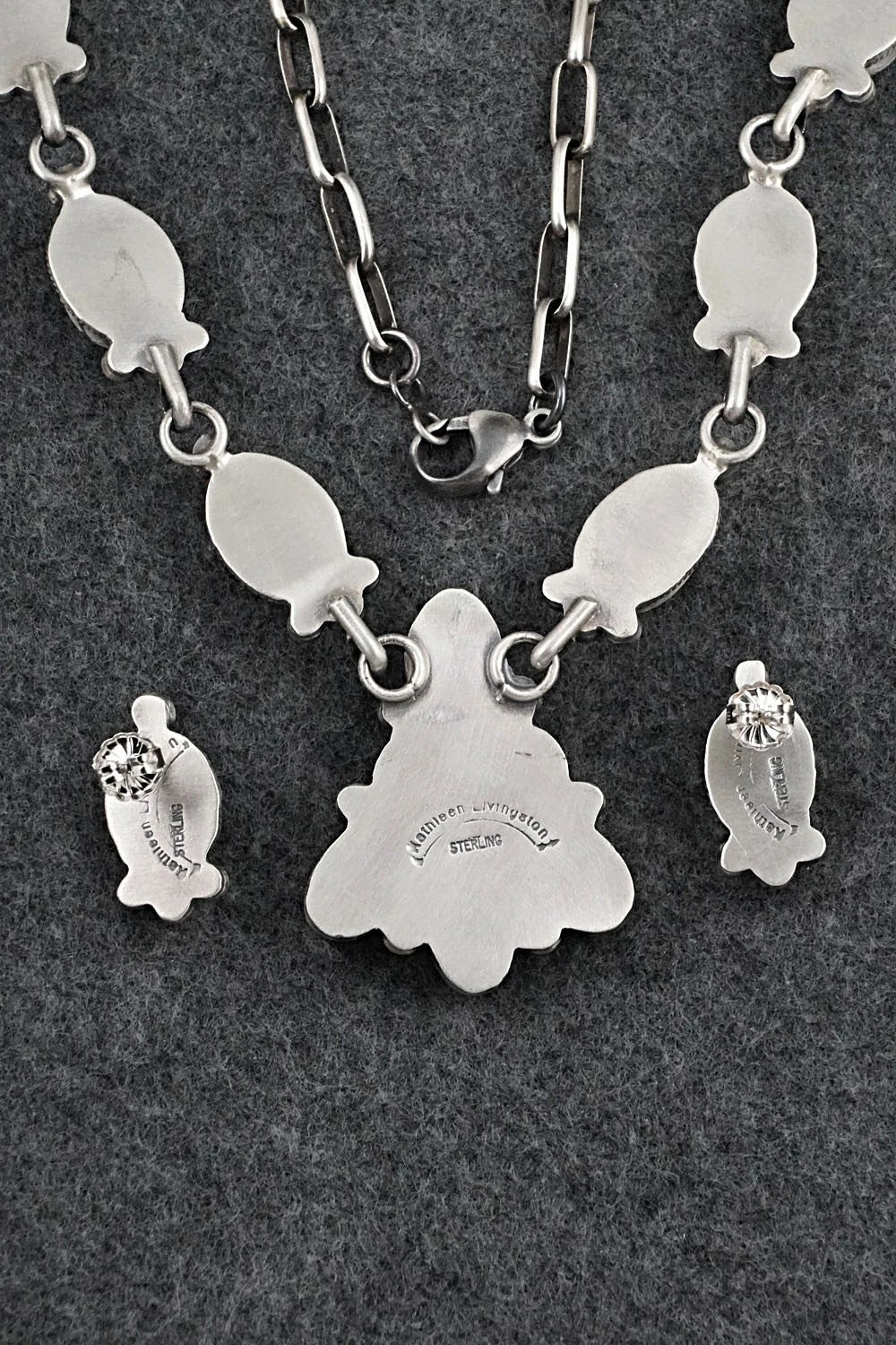 Turquoise & Sterling Silver Necklace and Earrings Set - Kathleen Livingston