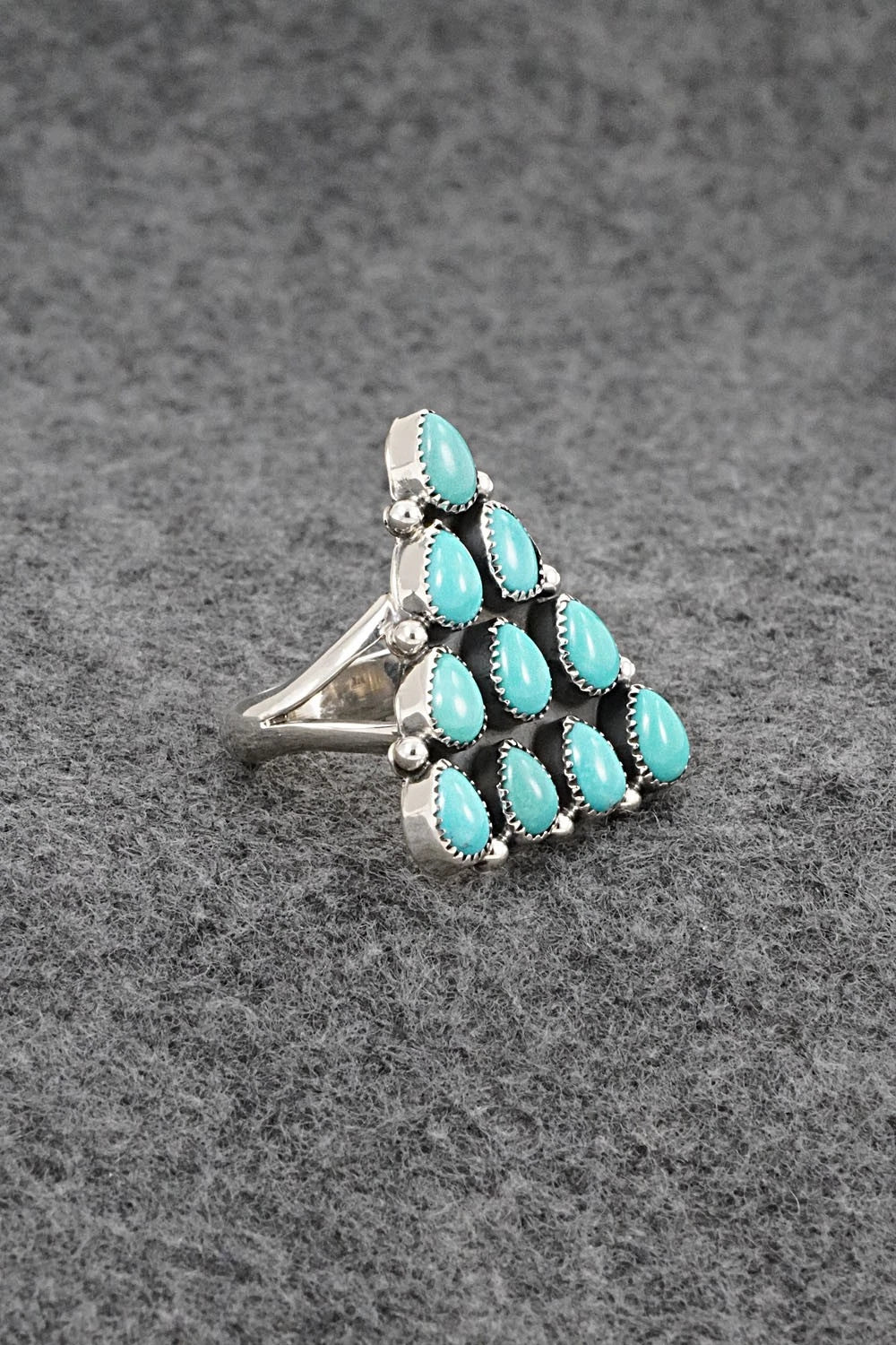 Turquoise & Sterling Silver Ring - Loretta Delgarito - Size 7.5