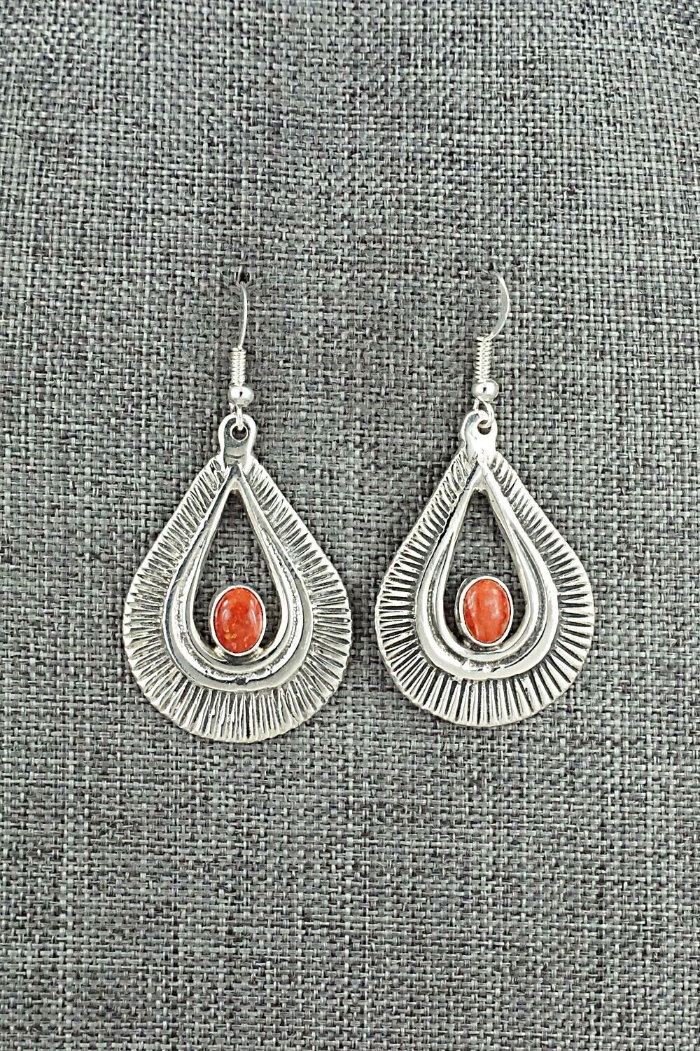 Coral and Sterling Silver Earrings - Veronica Kee