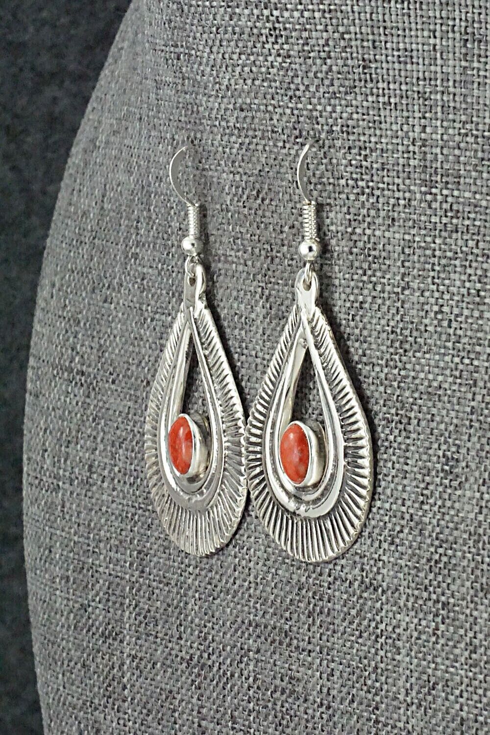 Coral and Sterling Silver Earrings - Veronica Kee
