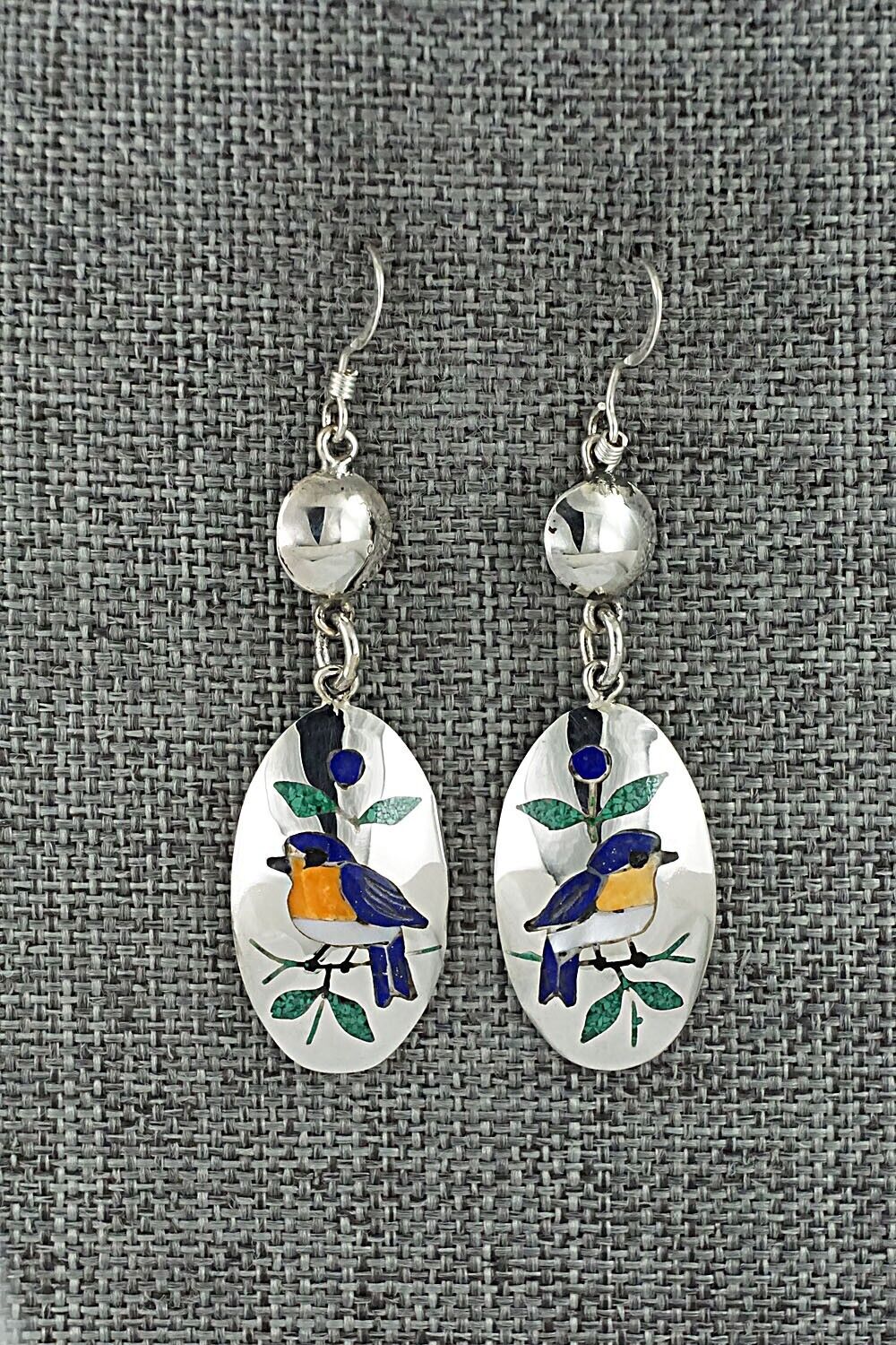 Multi Stone & Sterling Silver Earrings - Quintin Quam Sr.