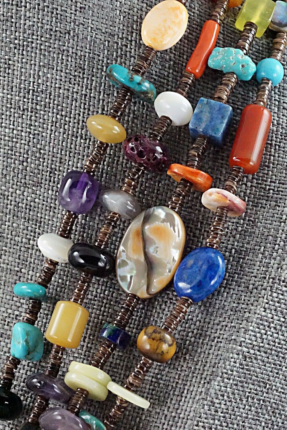 Multi Stone and Sterling Silver Necklace - Helen Tsosie