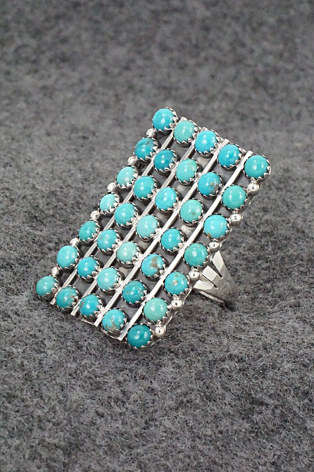 Turquoise & Sterling Silver Ring - Kenny Lonjose - Size 9.5