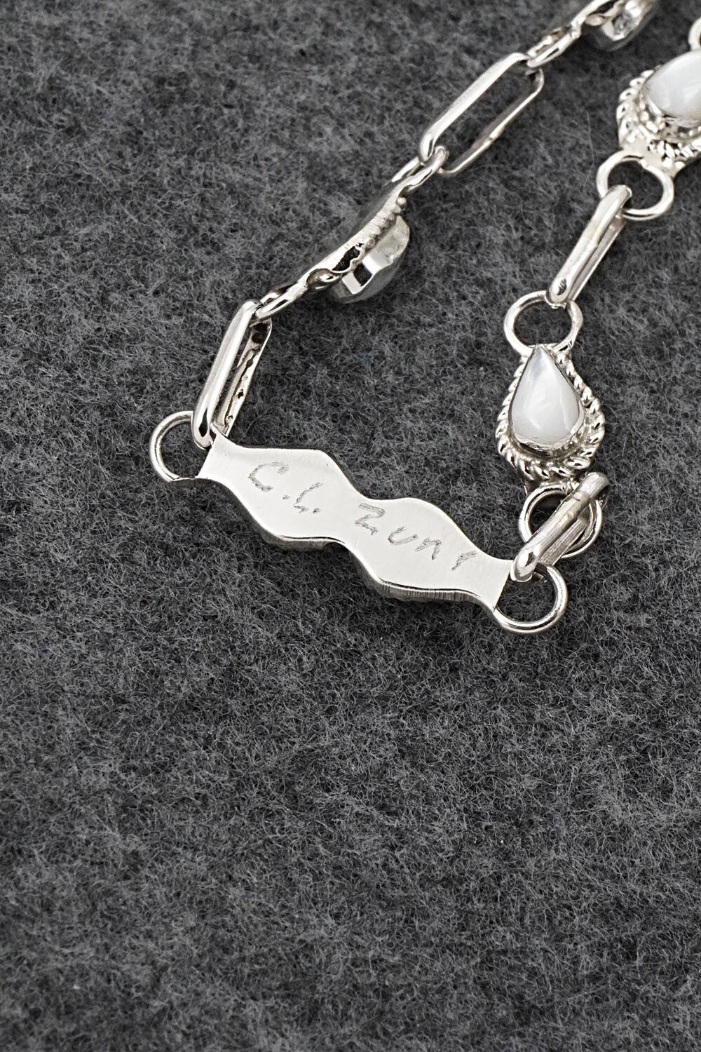 Mother of Pearl & Sterling Silver Link Bracelet - Carol Lateyice