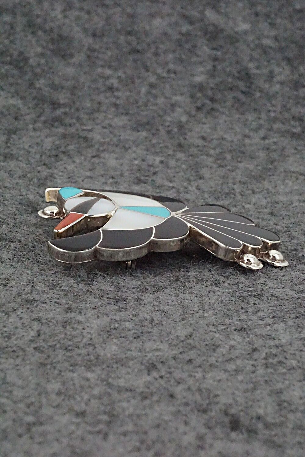 Multi Stone & Sterling Silver Inlay Pendant / Pin - Leavus Ahiyite