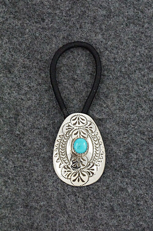Turquoise & Sterling Silver Hair Tie - Shirley Skeets
