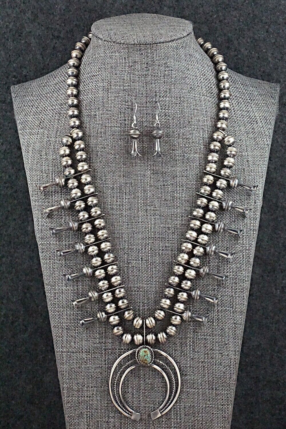 Turquoise & Sterling Silver Squash Blossom Set - Phil Garcia