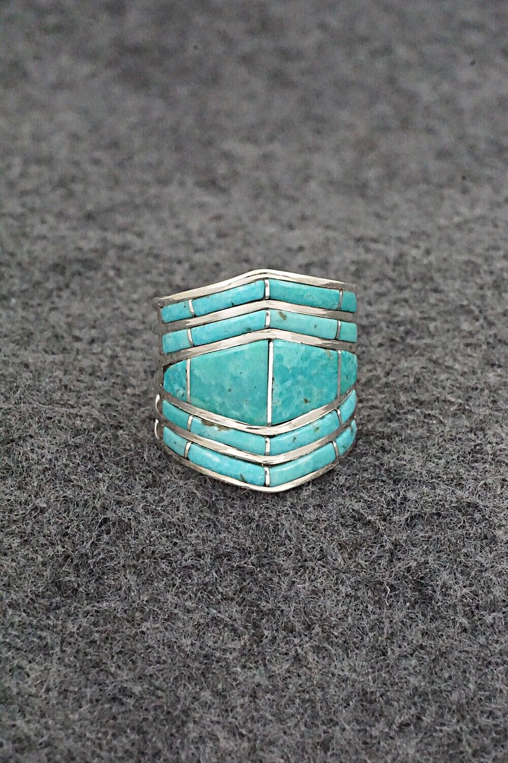 Turquoise & Sterling Silver Ring - Andrew Enrico - Size 8