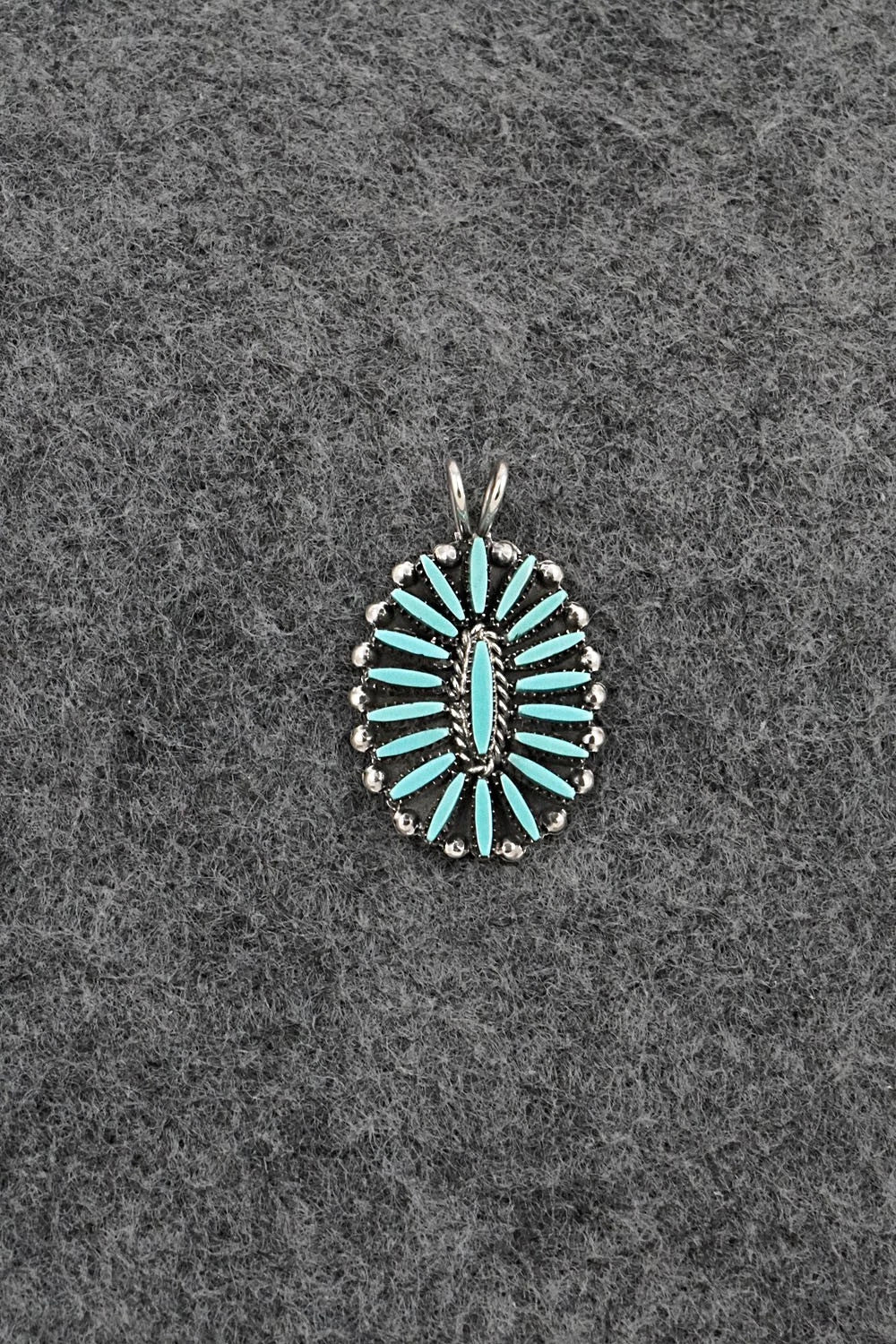 Turquoise & Sterling Silver Pendant - Fritzon Owaleon