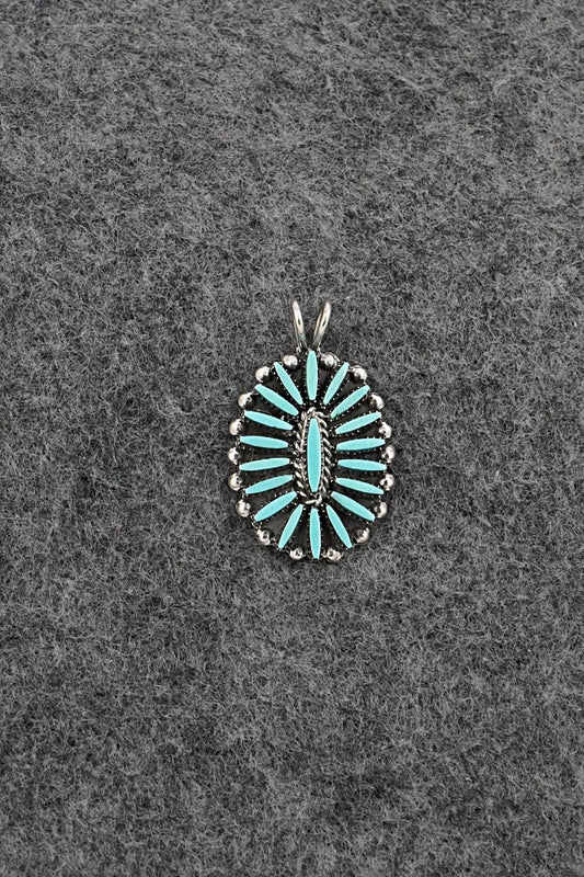 Turquoise & Sterling Silver Pendant - Fritzon Owaleon