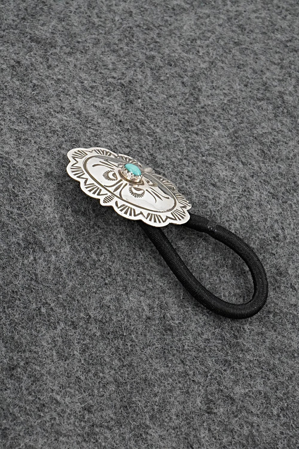 Turquoise & Sterling Silver Hair Tie - Bertha Begay