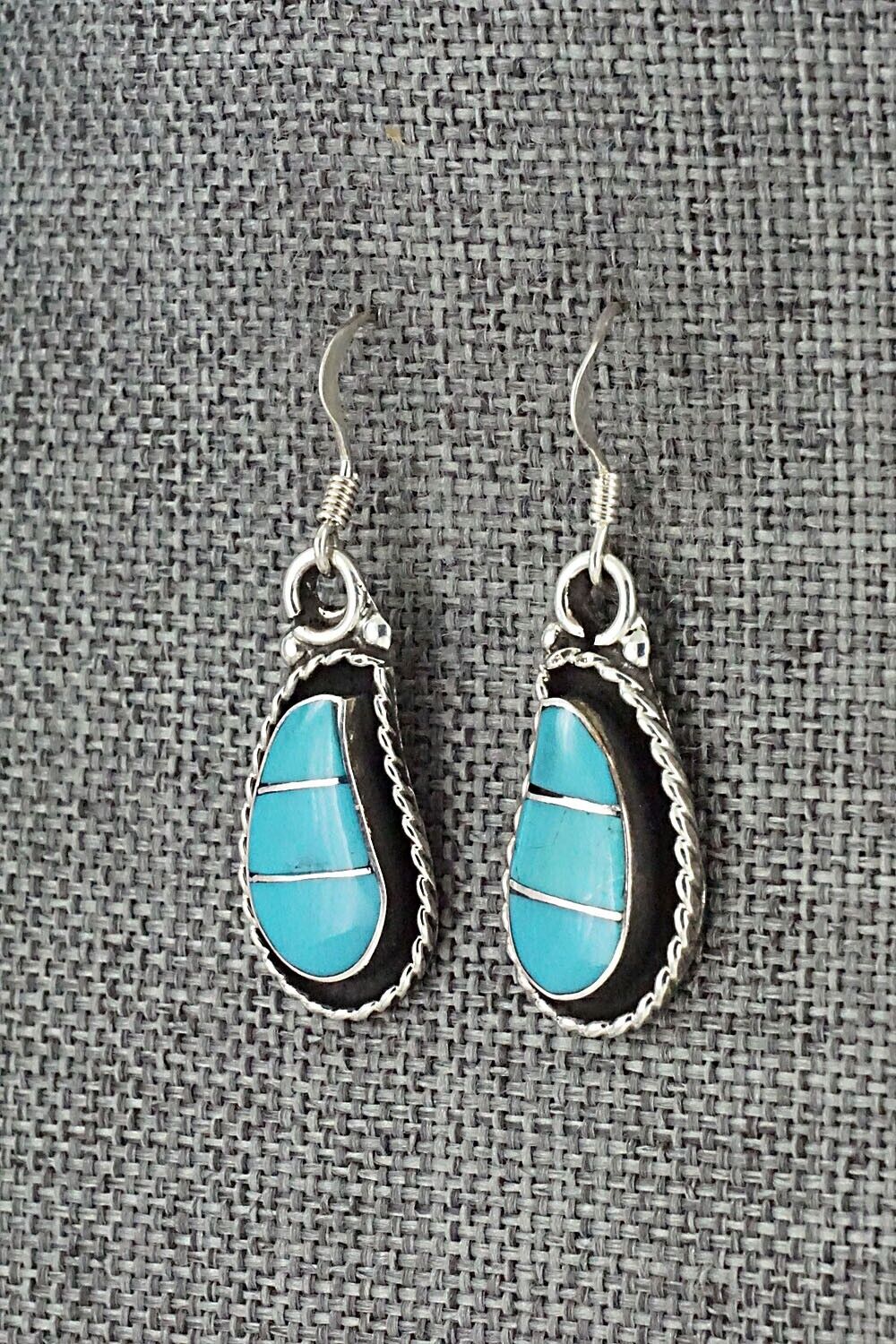 Turquoise & Sterling Silver Inlay Earrings - Susie Lowsayatee
