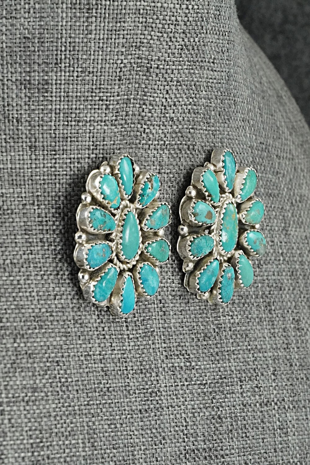Turquoise & Sterling Silver Necklace and Earrings Set - Eunice Wilson