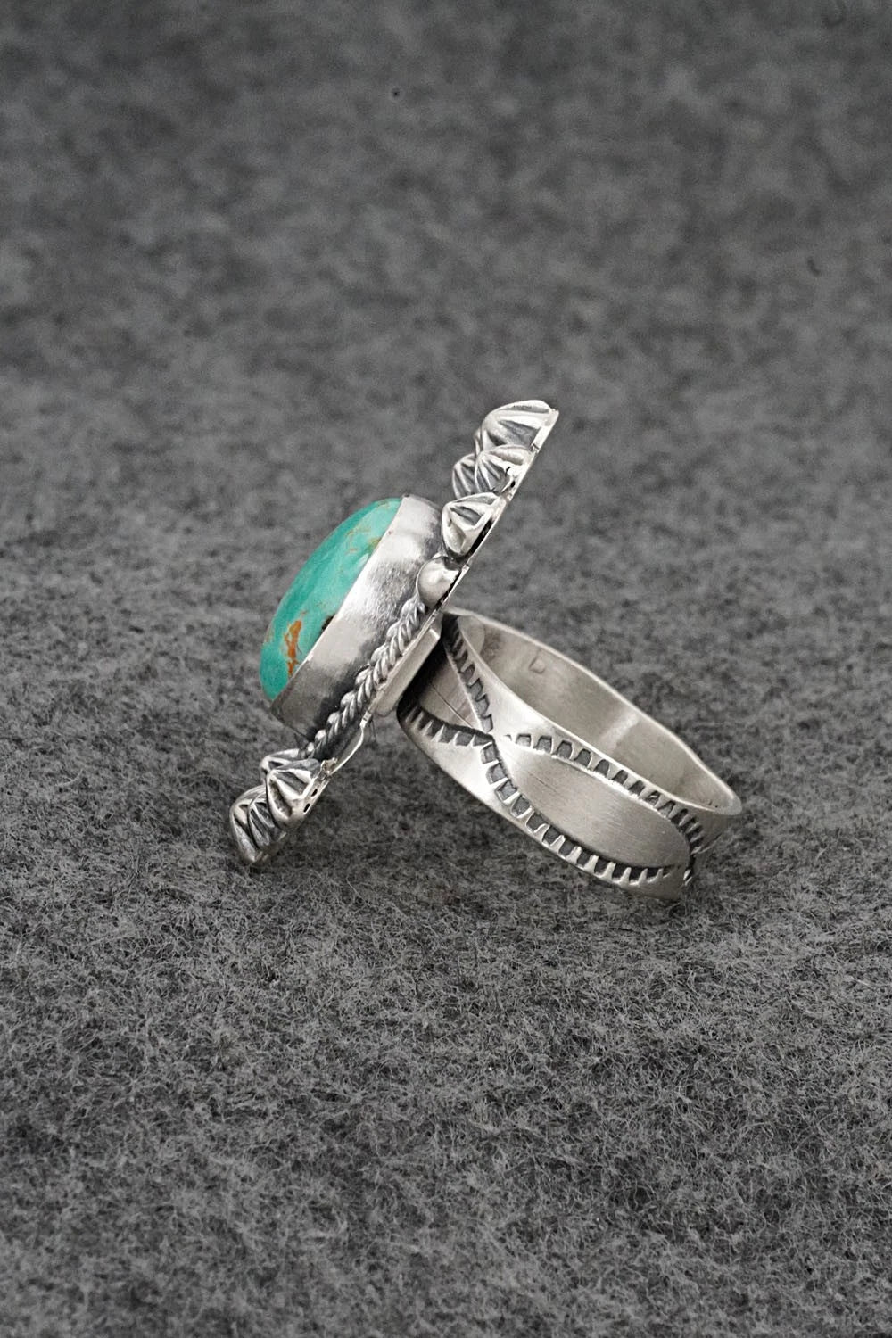 Turquoise & Sterling Silver Ring - Cordell Platero - Size Adjustable