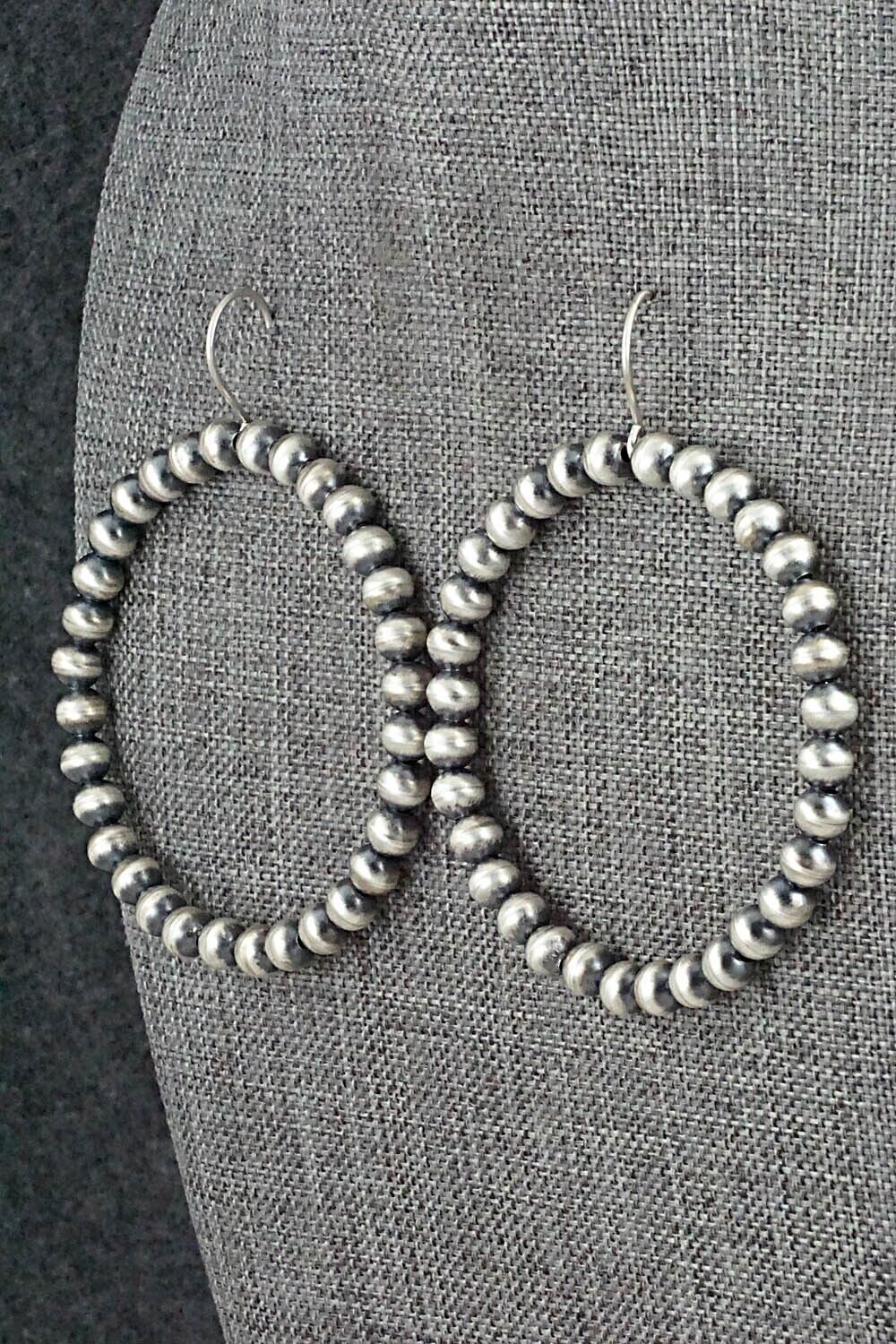 Sterling Silver Navajo Pearl Hoop Earrings - Amanda Larry