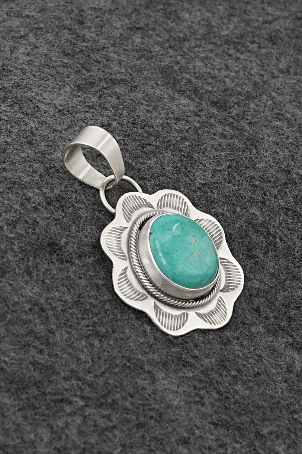 Turquoise & Sterling Silver Pendant - Cordell Platero