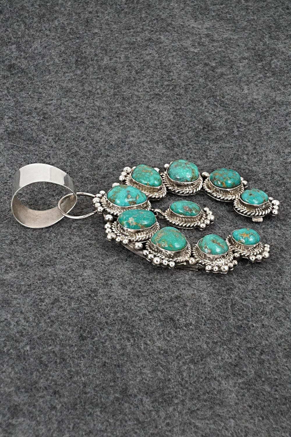 Turquoise and Sterling Silver Naja Pendant - Vernon Johnson