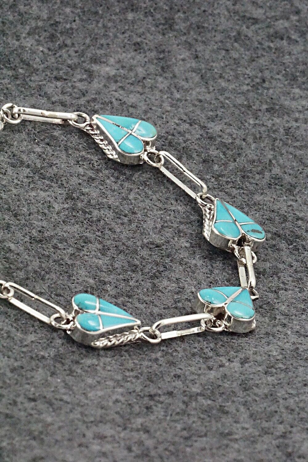 Turquoise & Sterling Silver Link Bracelet - Velda Nastacio
