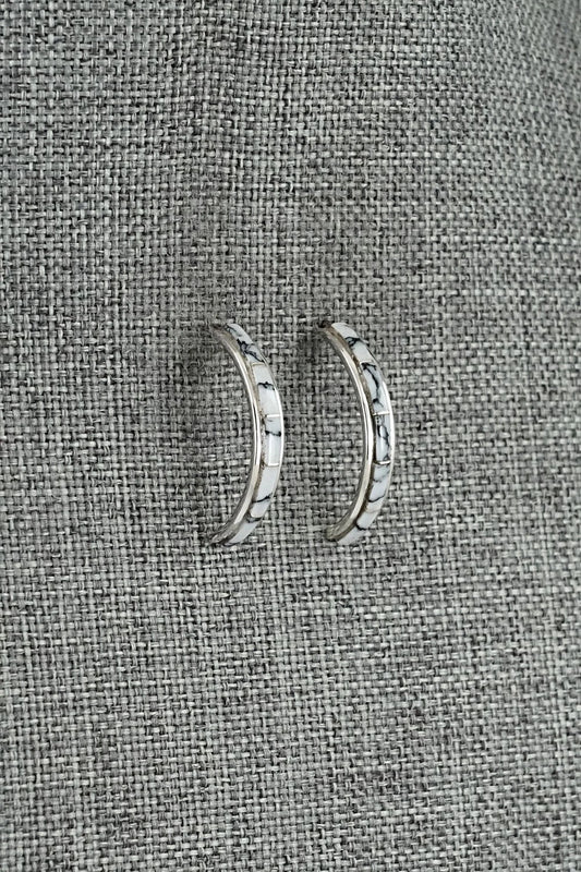 White Buffalo & Sterling Silver Earrings - Nathaniel Johnson