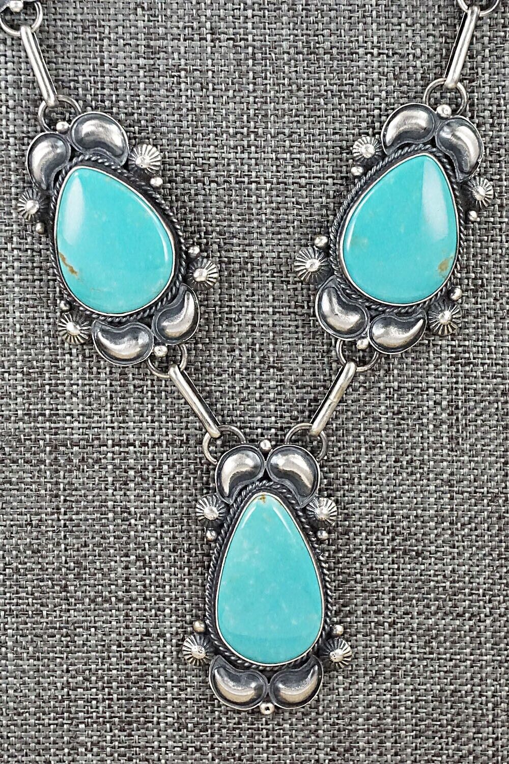 Turquoise & Sterling Silver Necklace and Earrings Set - Derrick Gordon