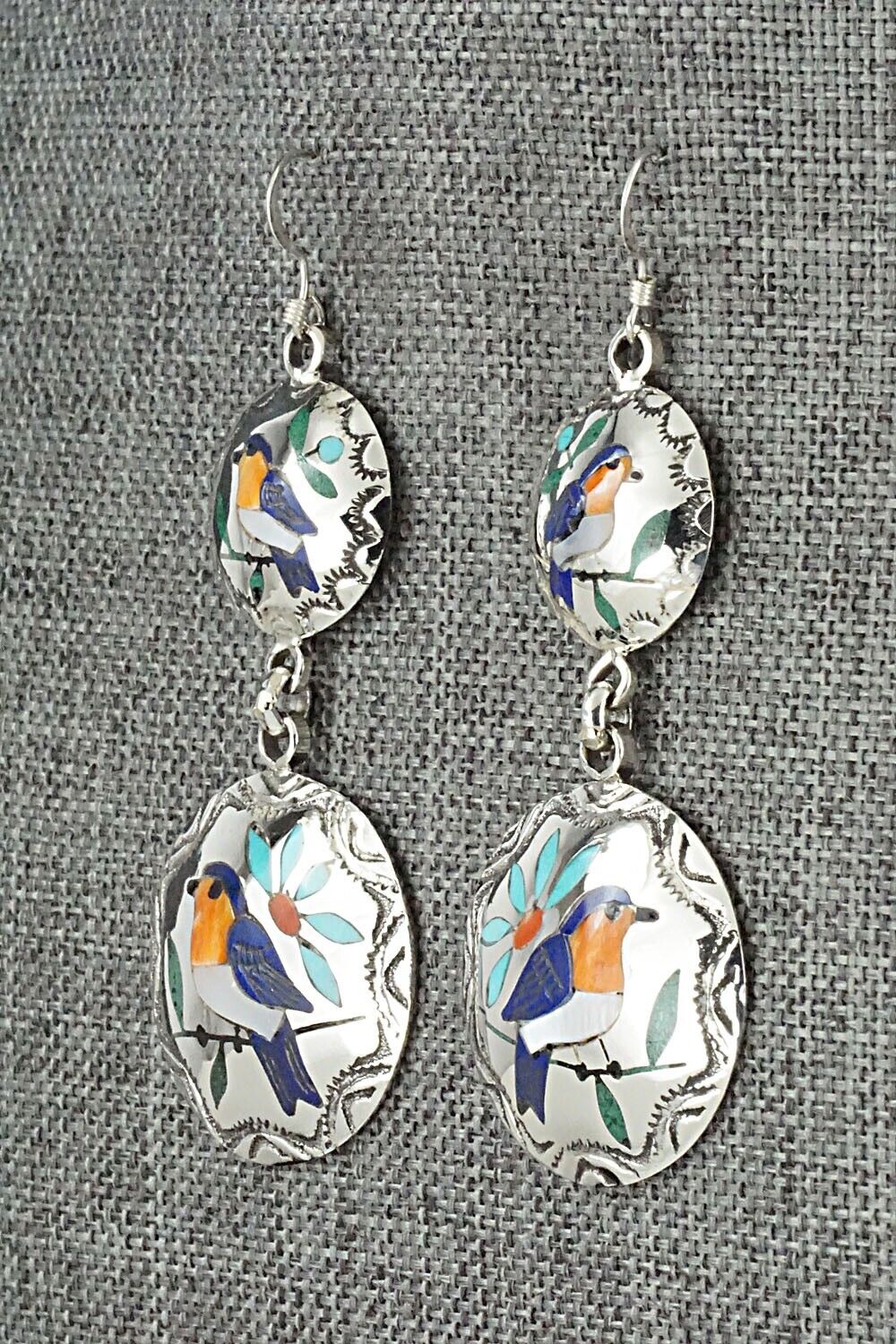 Multi Stone & Sterling Silver Earrings - Quintin Quam Sr.