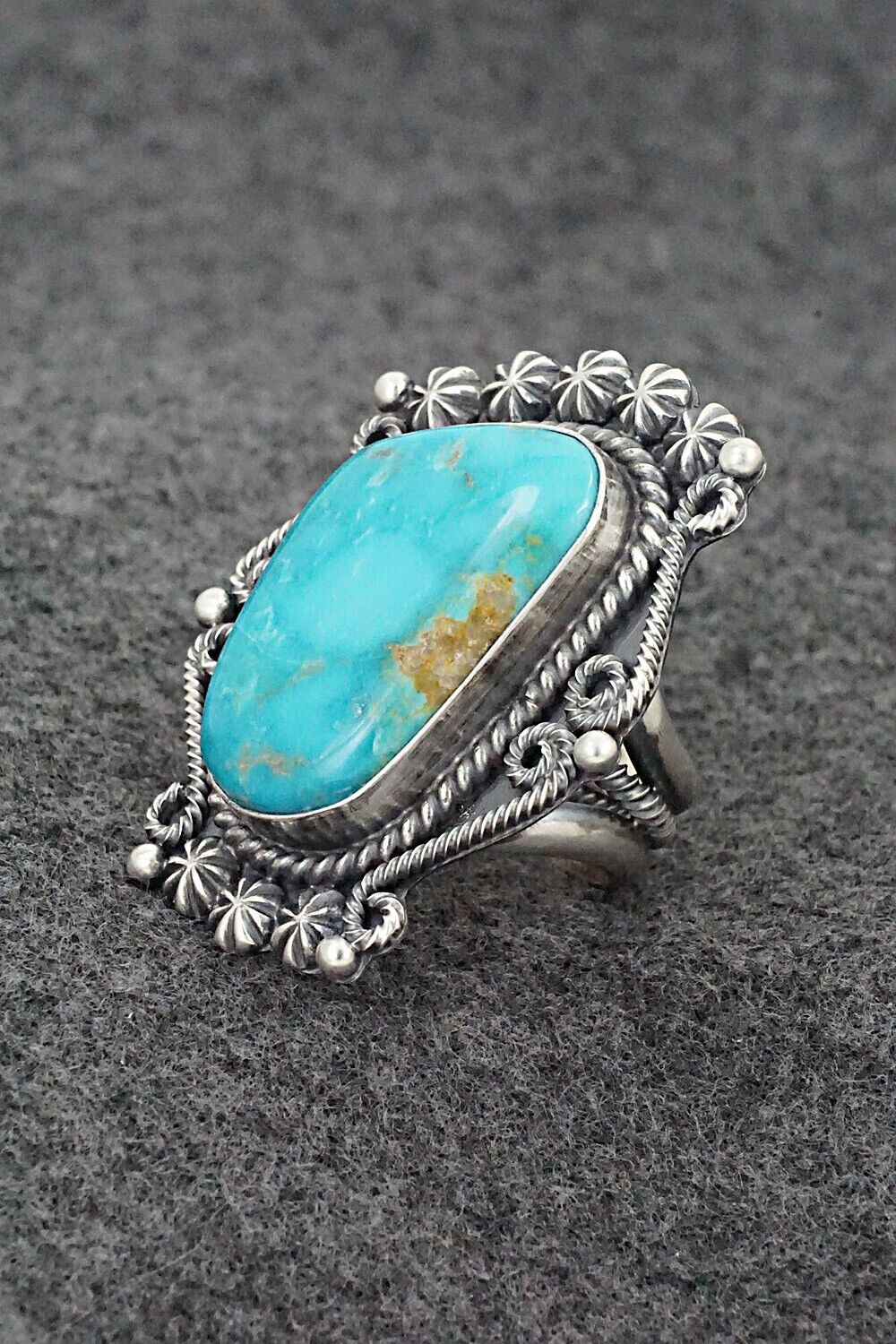 Turquoise & Sterling Silver Ring - Raymond Delgarito - Size 7.5