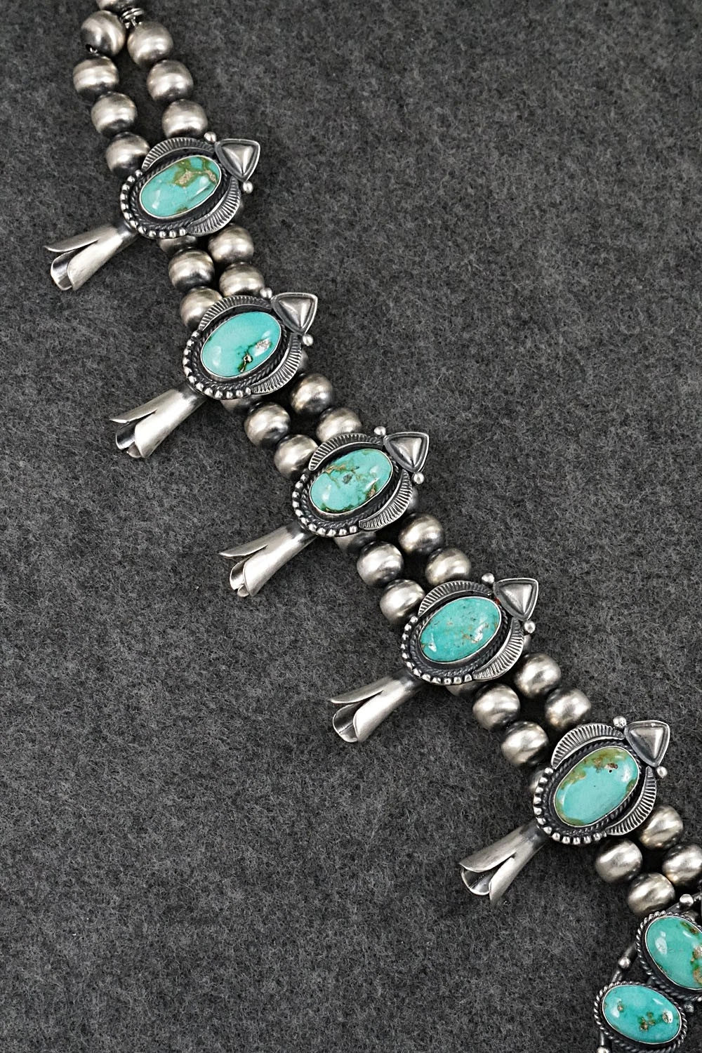 Turquoise & Sterling Silver Squash Blossom Set - Derrick Gordon