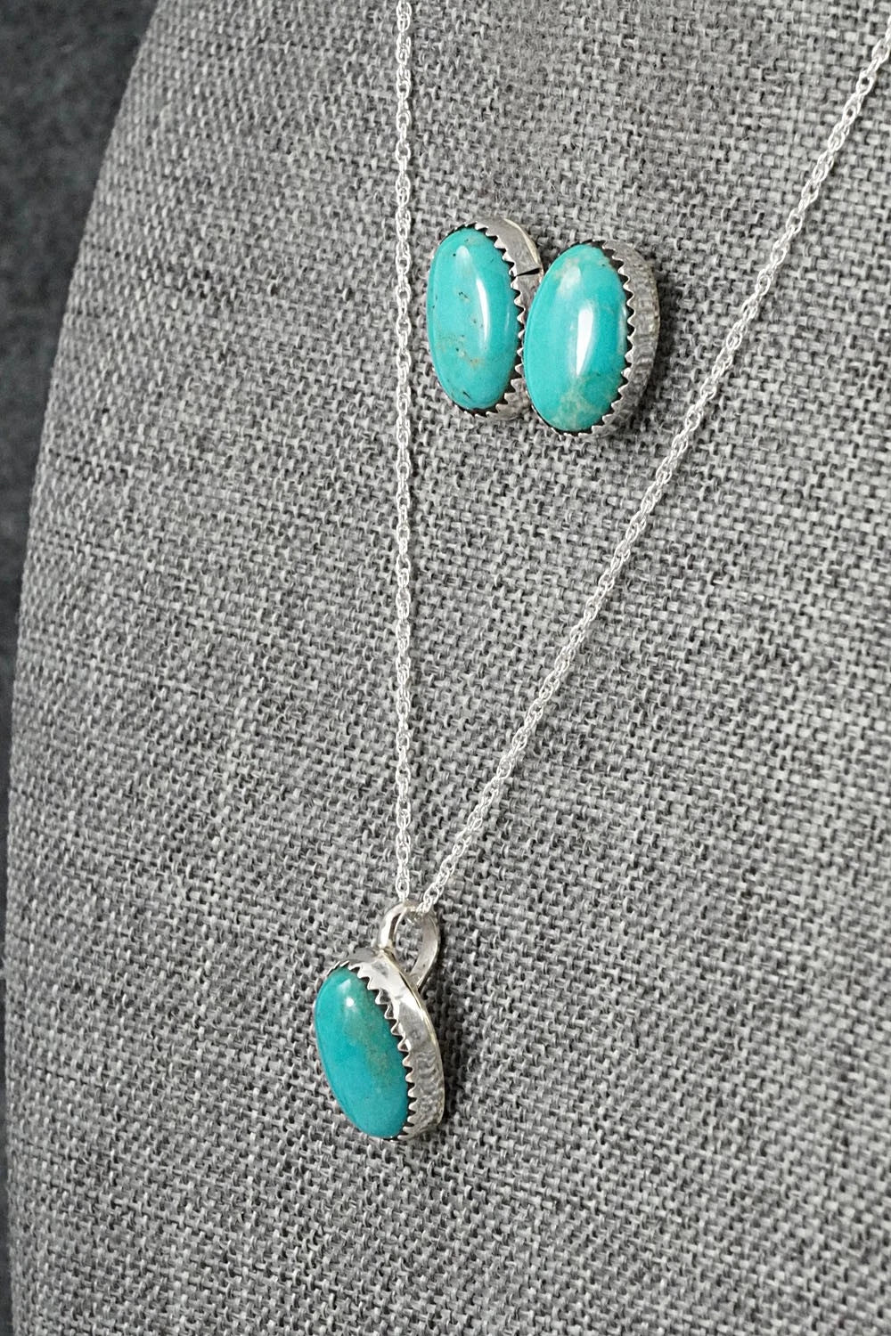 Turquoise & Sterling Silver Necklace Set - Murray Hannaweeka