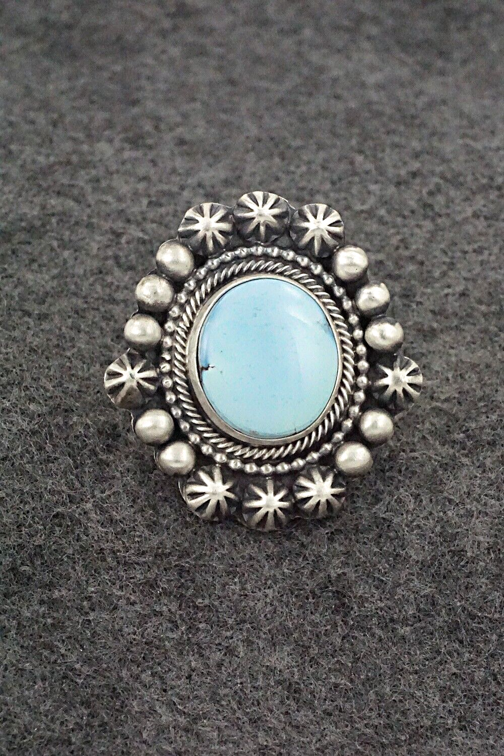 Turquoise & Sterling Silver Ring - Bobby Johnson - Size 6.75