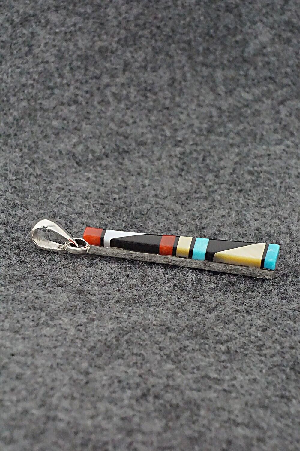Multi Stone & Sterling Silver Pendant - Madarrel Kallestewa