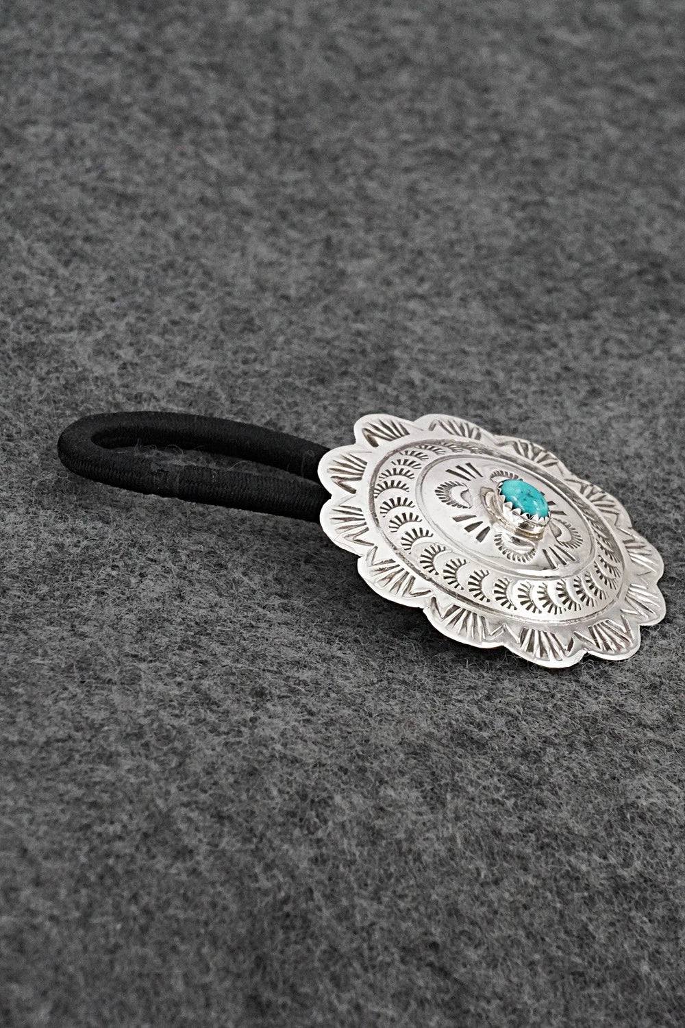 Turquoise & Sterling Silver Hair Tie - Bertha Begay