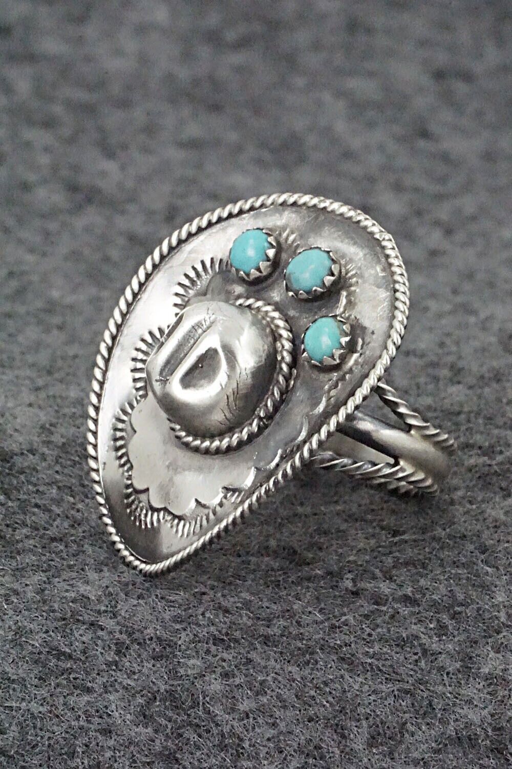 Turquoise & Sterling Silver Ring - Bobby Platero - Size 8.25