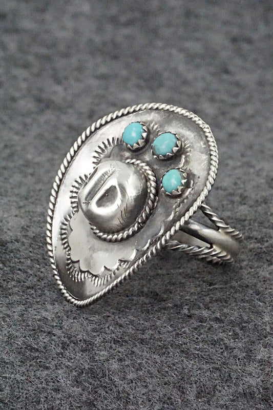 Turquoise & Sterling Silver Ring - Bobby Platero - Size 8.25