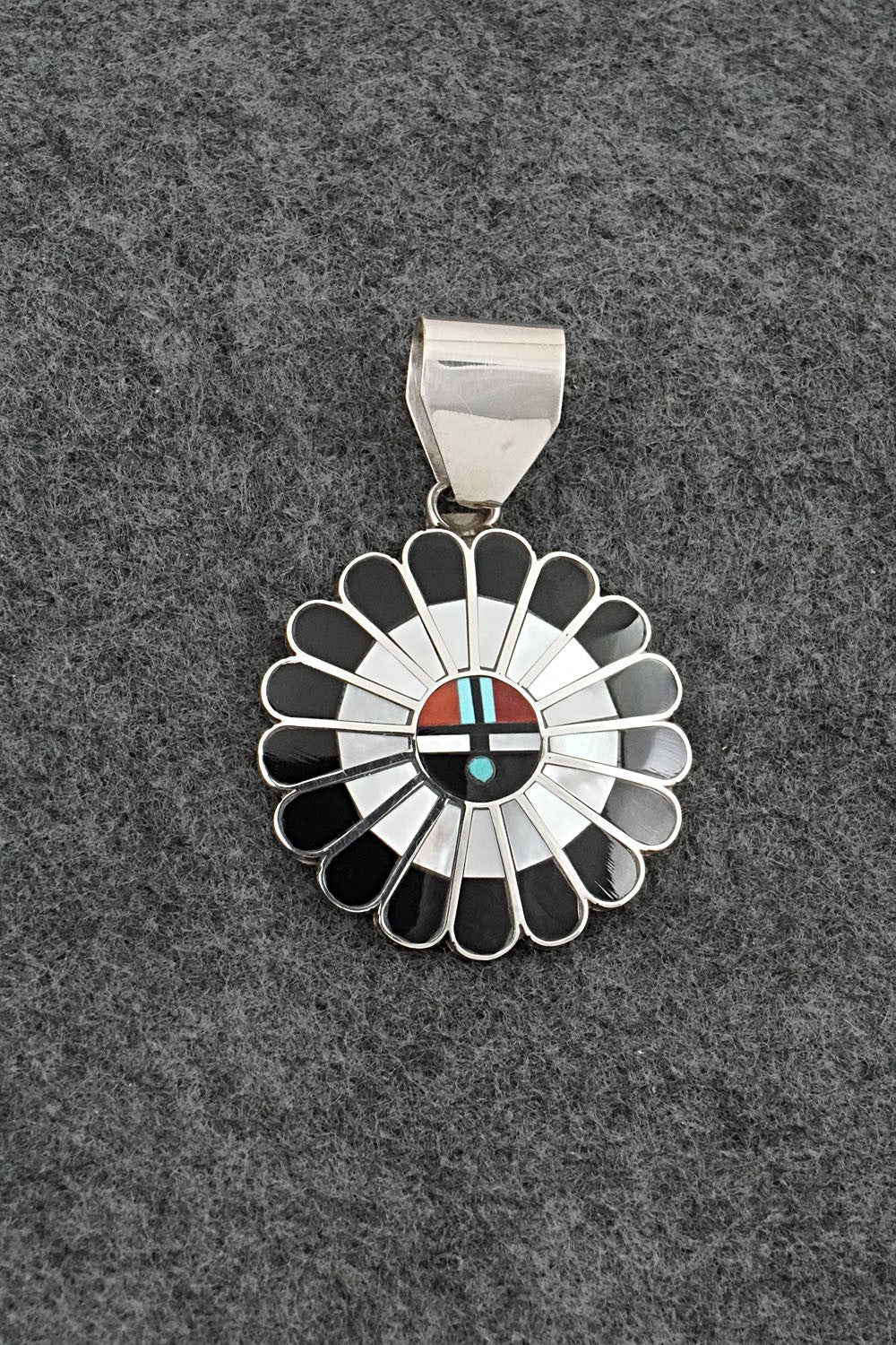 Multi-Stone & Sterling Silver Inlay Pendant - April Unkestine