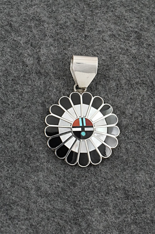 Multi-Stone & Sterling Silver Inlay Pendant - April Unkestine