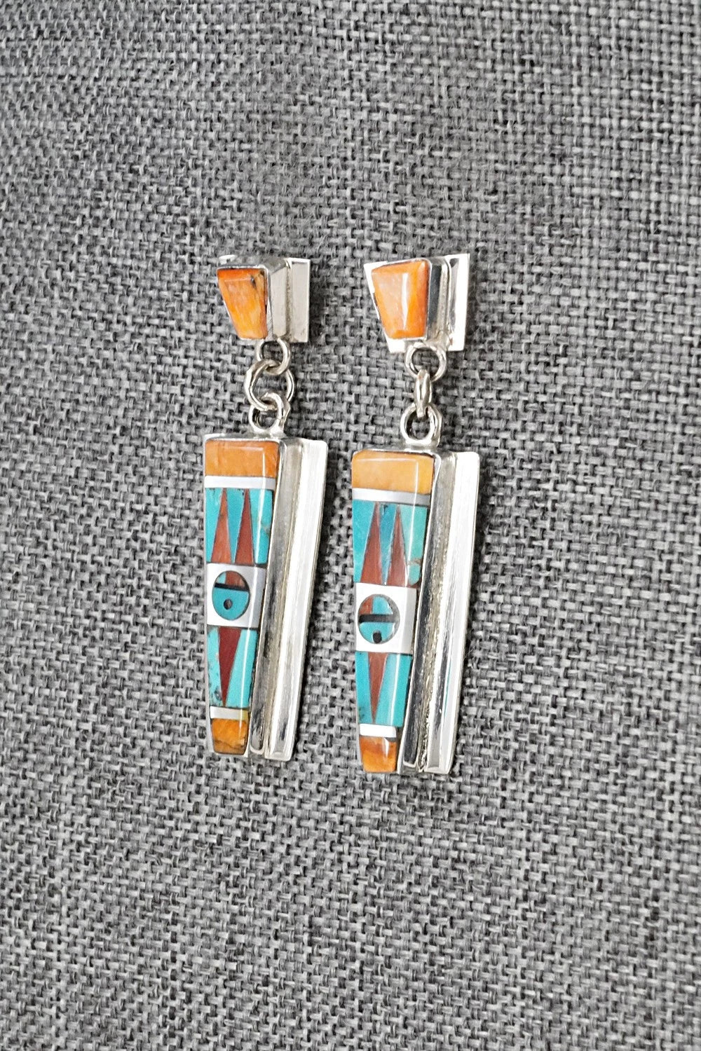 Multi-Stone & Sterling Silver Inlay Earrings - Rayland Edaakie