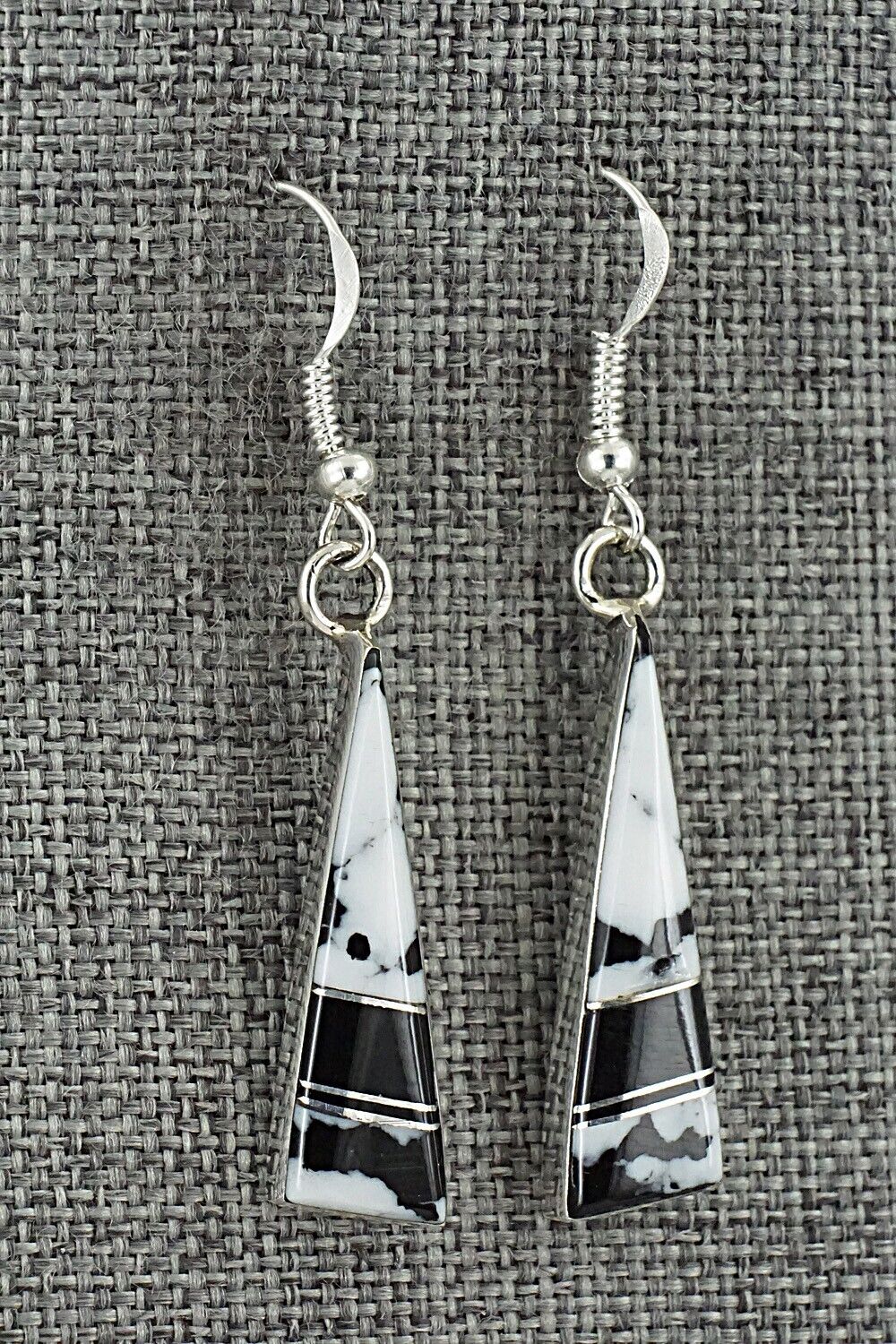 White Buffalo & Sterling Silver Earrings - Marilyn Yazzie