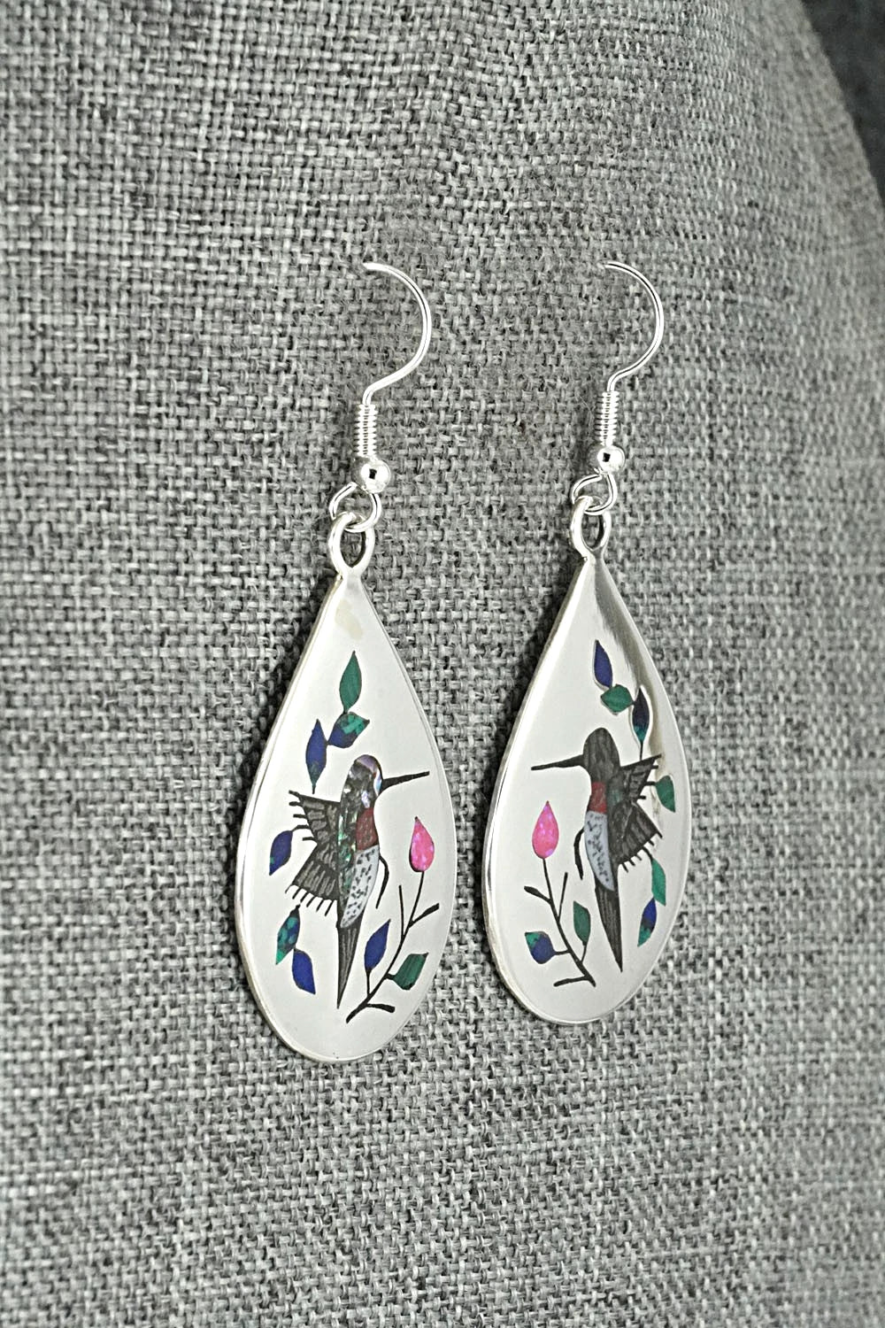 Multi-Stone Inlay & Sterling Silver Earrings - Raymond Boyd