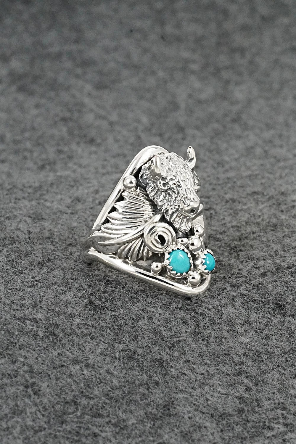 Turquoise & Sterling Silver Ring - Darrell Morgan - Size 9.75