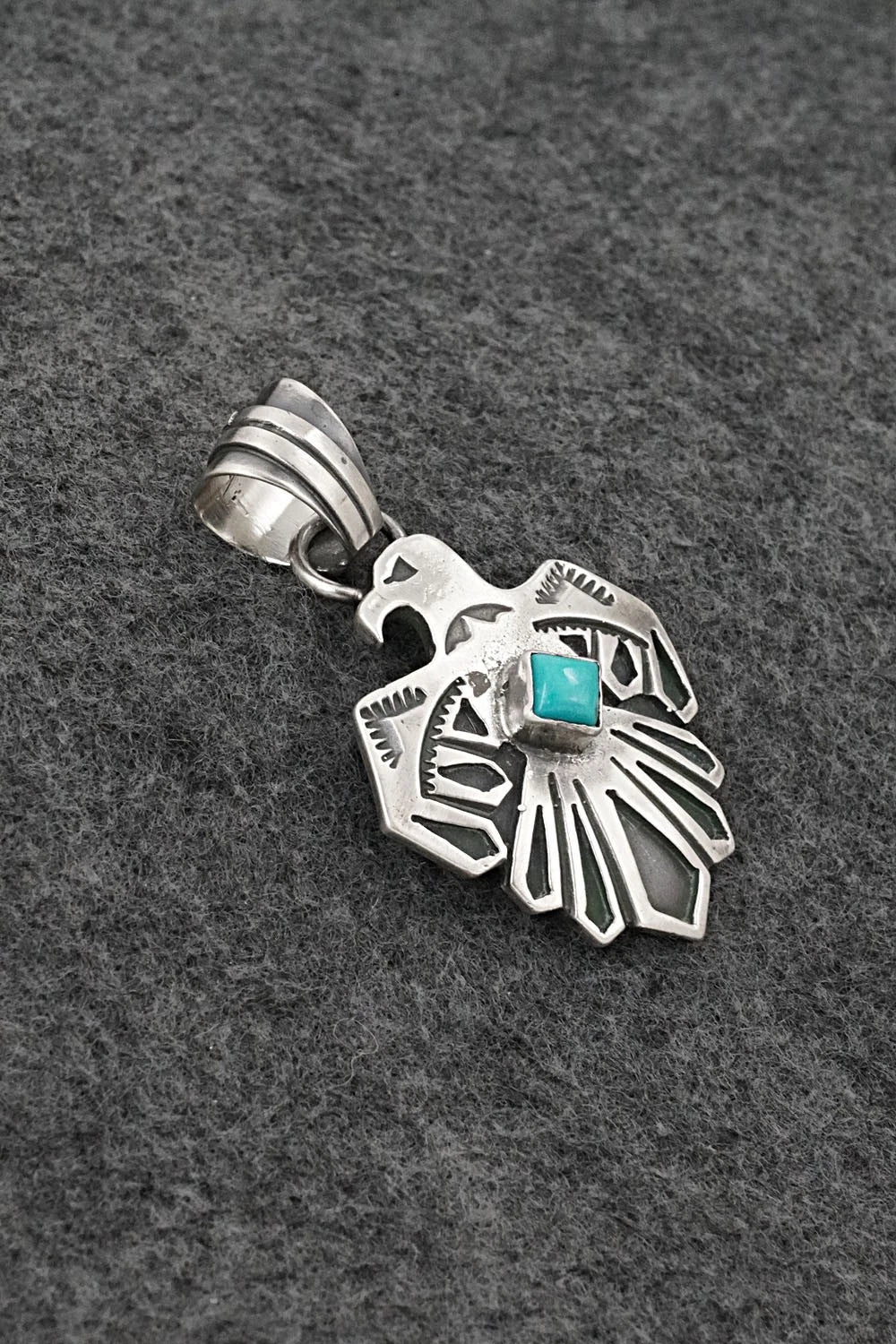 Turquoise & Sterling Silver Pendant - Jerold Joe