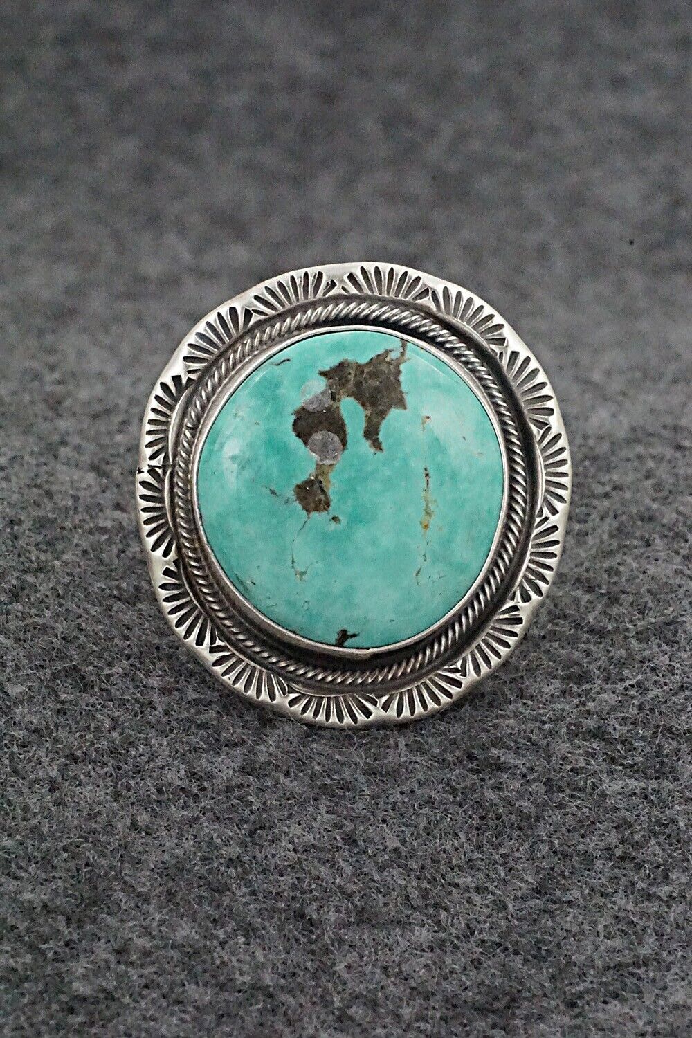 Turquoise & Sterling Silver Ring - Jameson Garcia - Size 7 Adj.