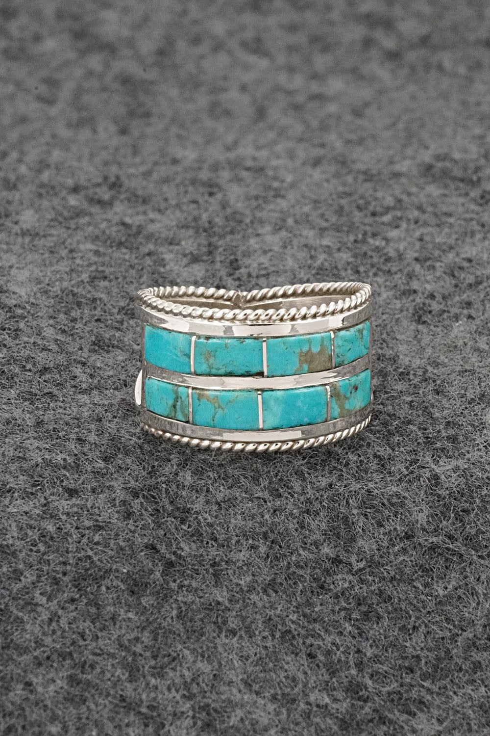 Turquoise & Sterling Silver Ring - Bruce Johnson - Size 8
