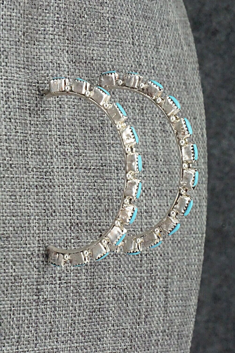 Turquoise & Sterling Silver Hoop Earrings - Aurelia Hughte