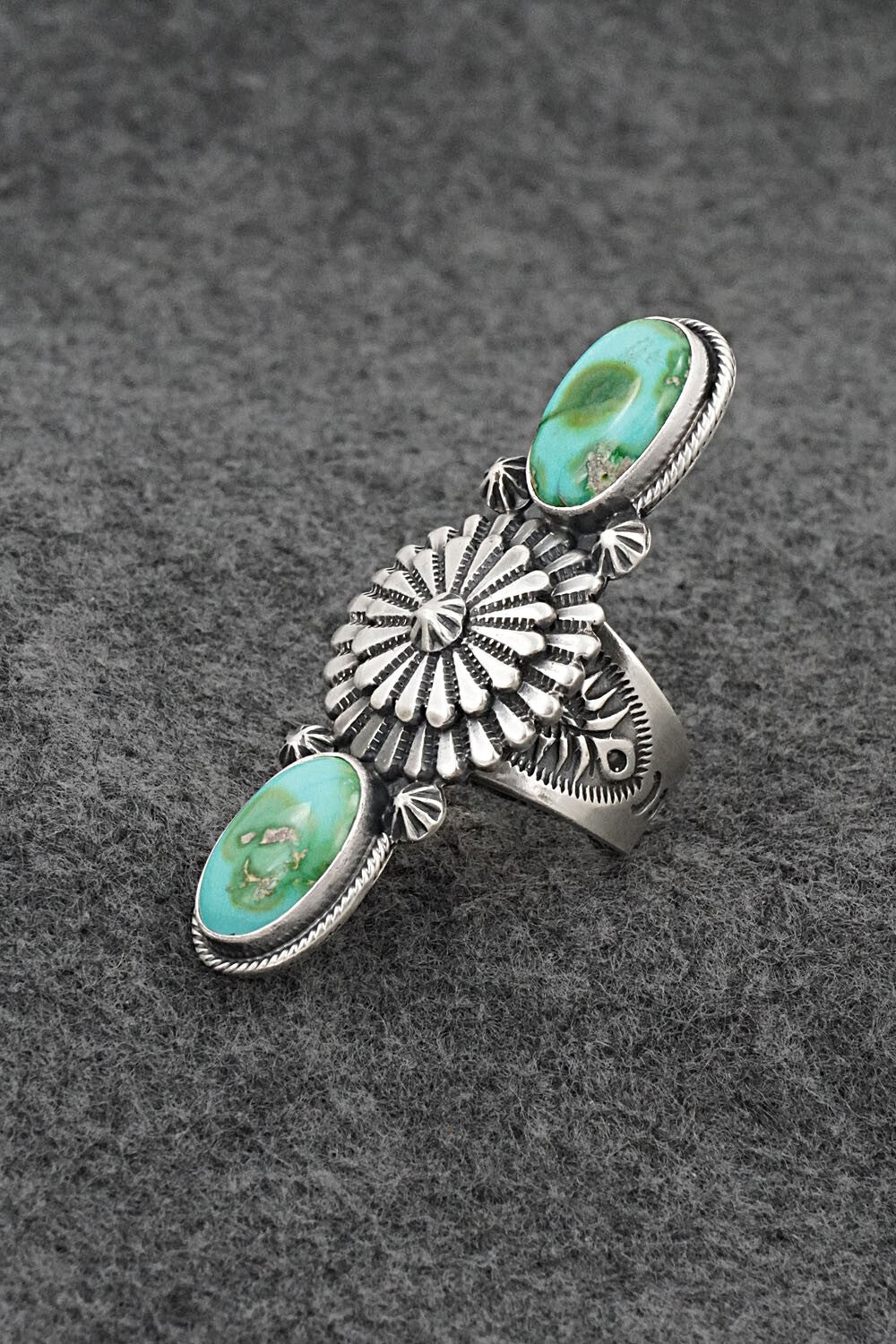 Turquoise & Sterling Silver Ring - Samuel Yellowhair - Size 7.5